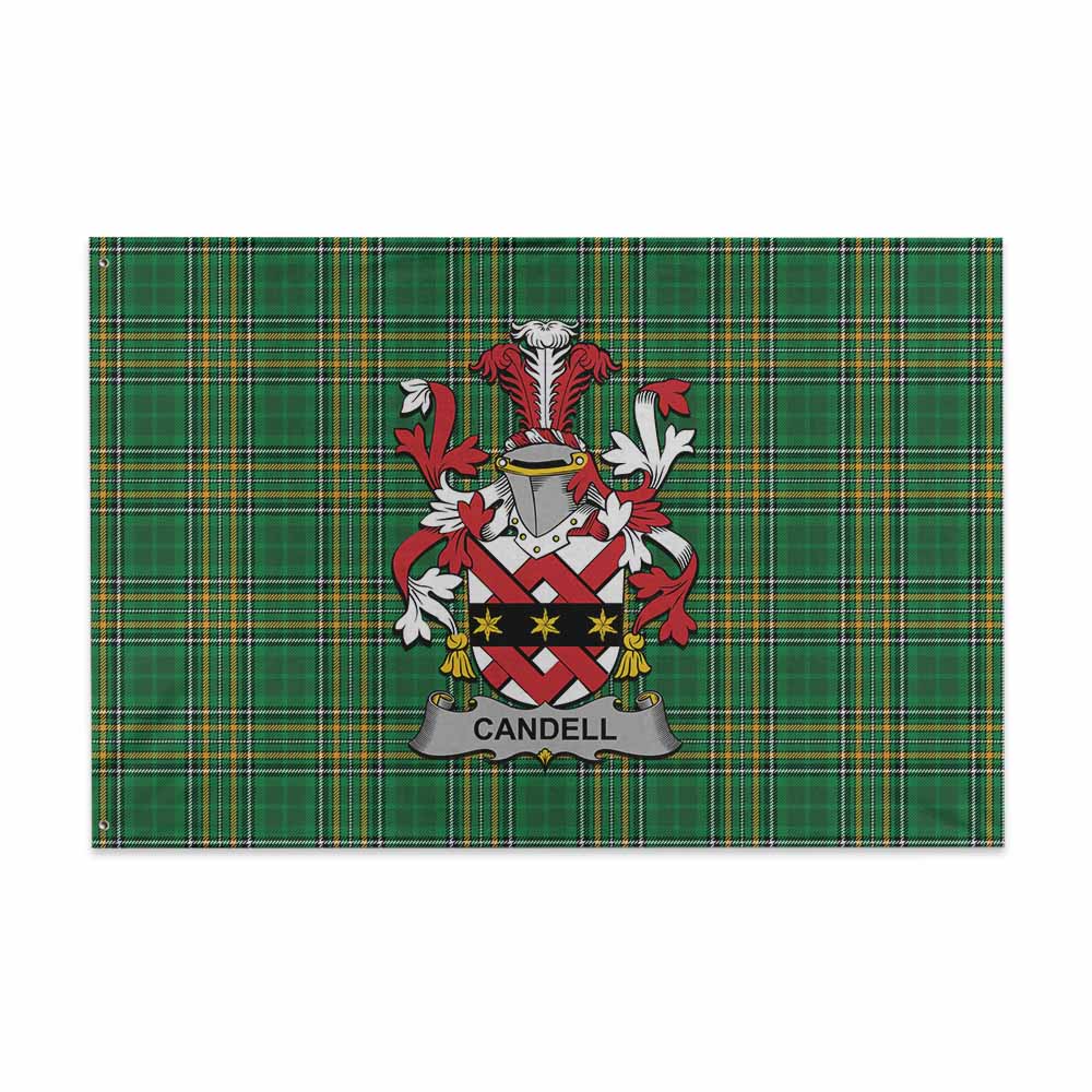 Tartan Vibes Clothing Candell Irish Clan Tartan House Flag with Coat of Arms