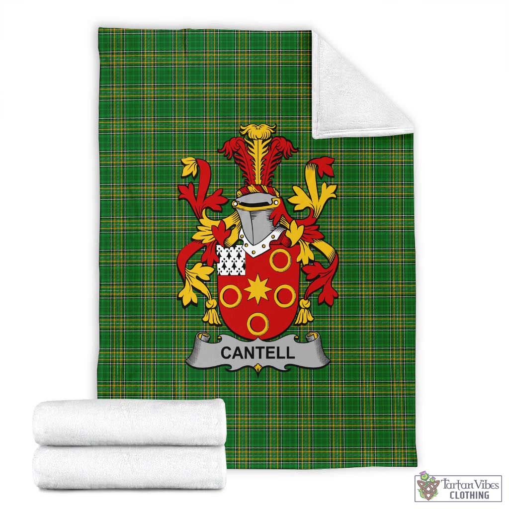 Tartan Vibes Clothing Cantell Irish Clan Tartan Blanket with Coat of Arms