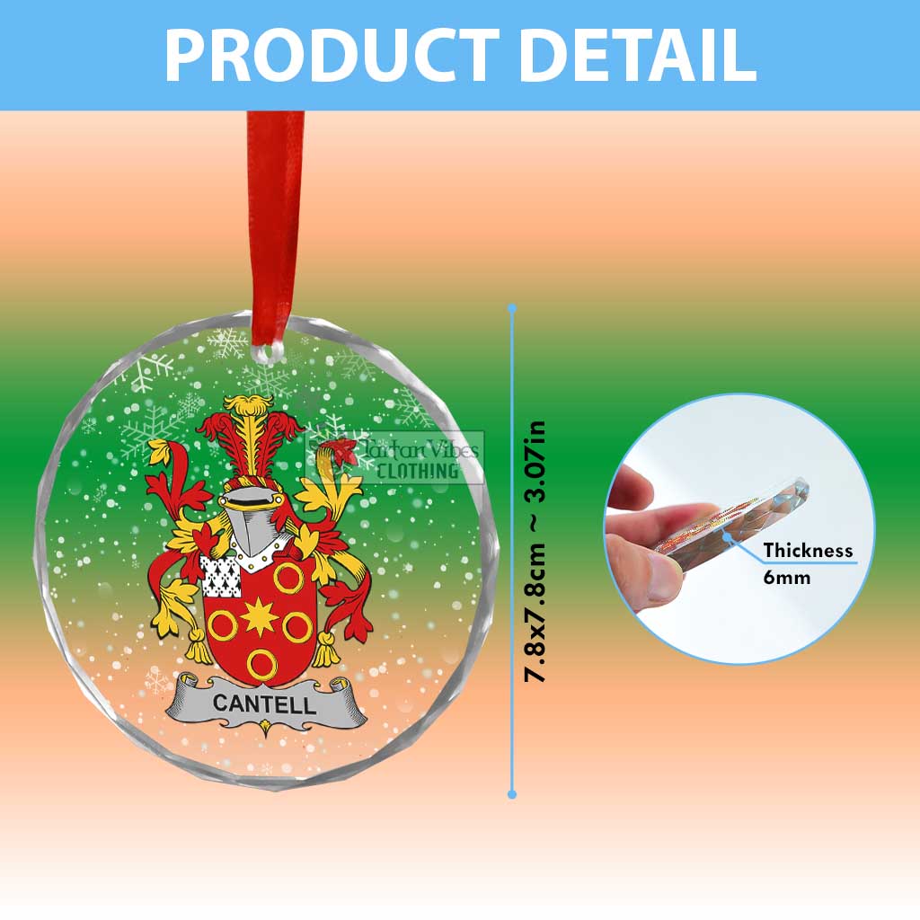 Cantell Irish Clan Christmas Glass Ornament with Coat of Arms - 2D-tartanvibesclothing