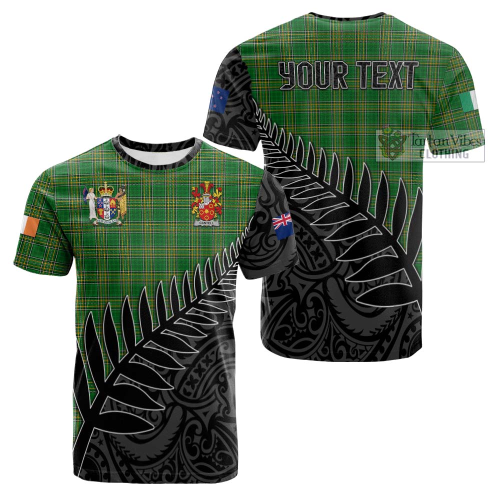 Tartan Vibes Clothing Cantell Irish Clan Tartan Cotton T-shirt with Coat of Arms New Zealand Silver Fern Half Style
