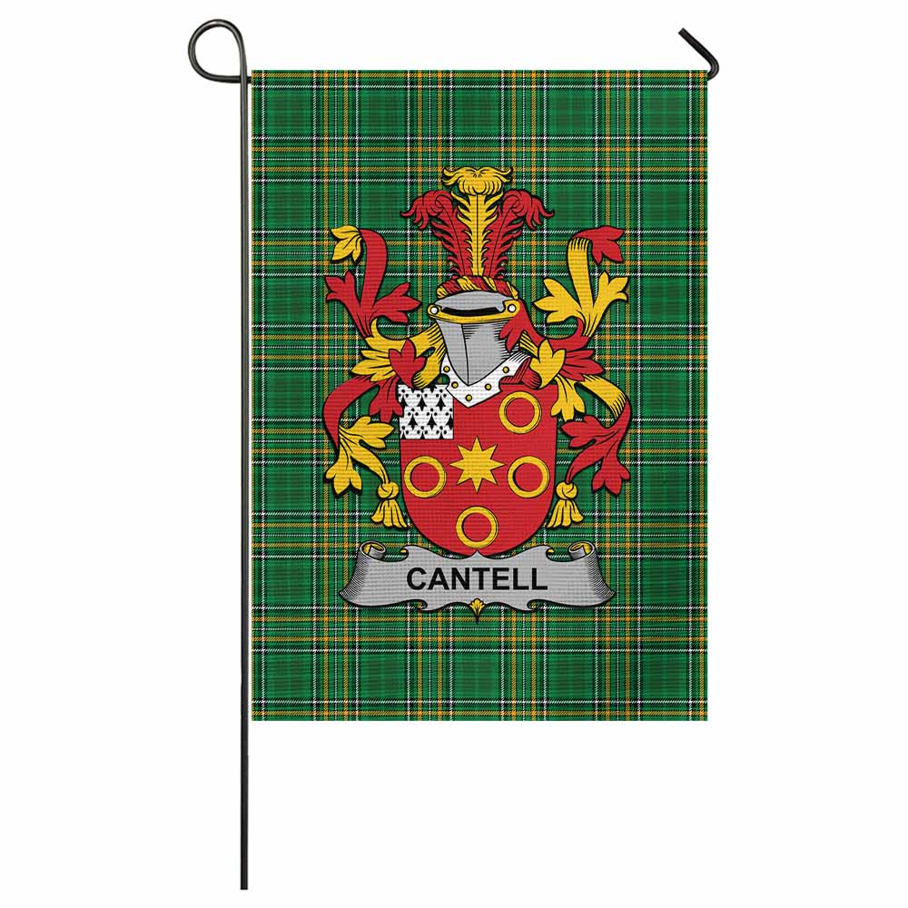 Cantell Irish Clan Tartan Flag with Coat of Arms