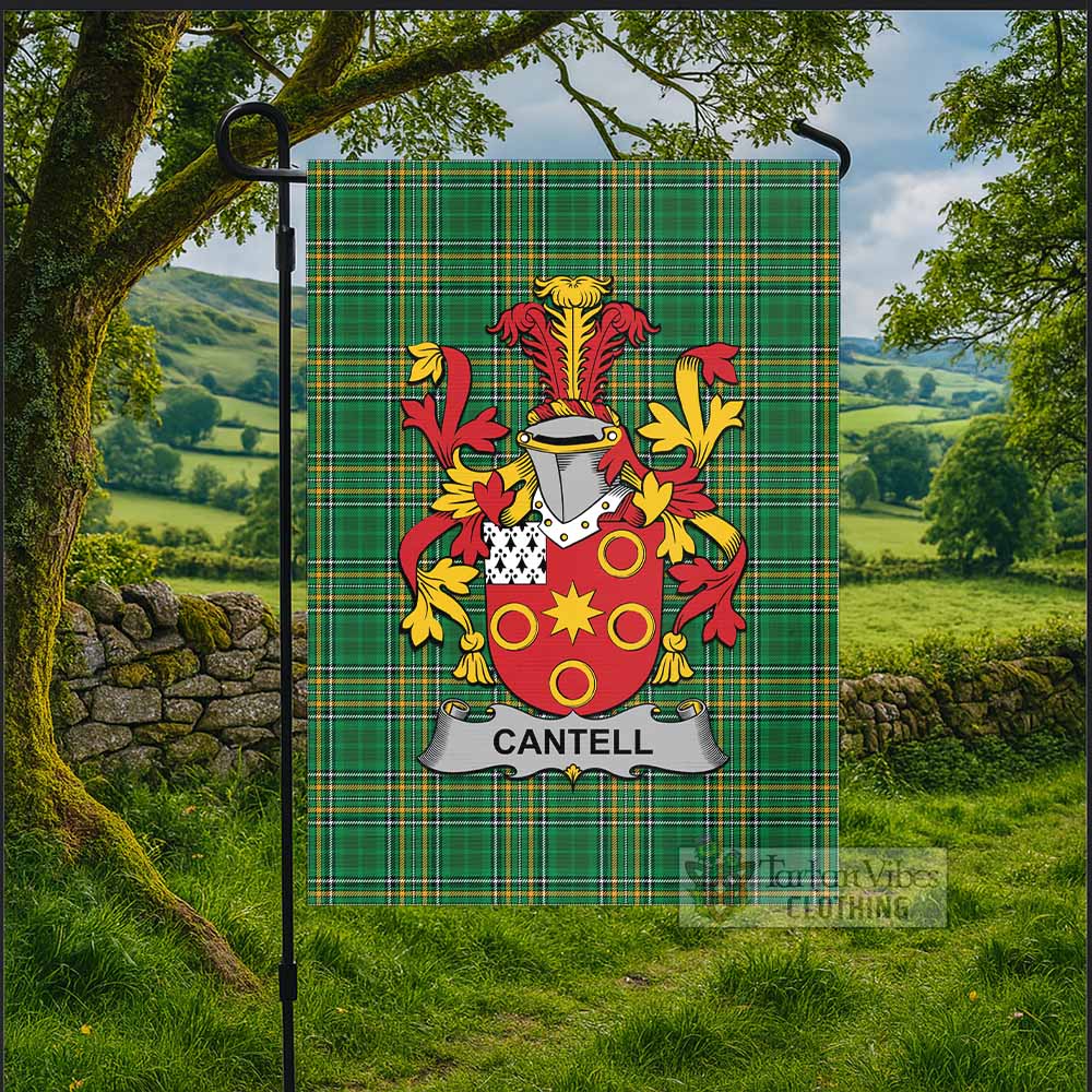 Cantell Irish Clan Tartan Flag with Coat of Arms