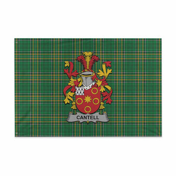 Cantell Irish Clan Tartan House Flag with Coat of Arms