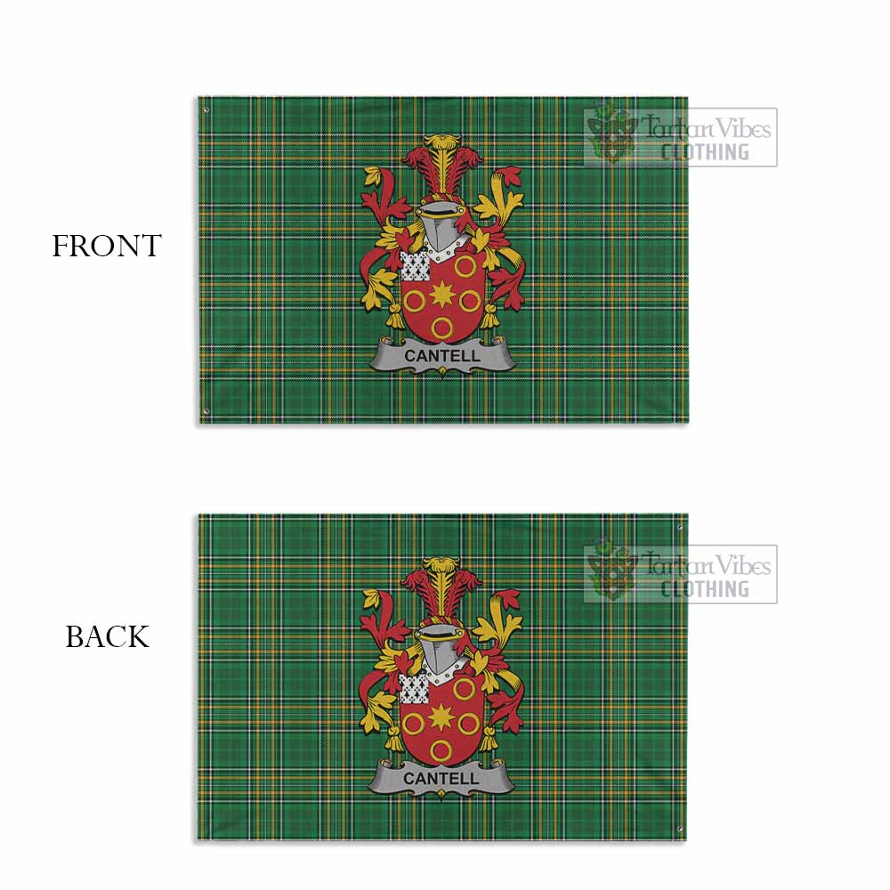 Tartan Vibes Clothing Cantell Irish Clan Tartan House Flag with Coat of Arms