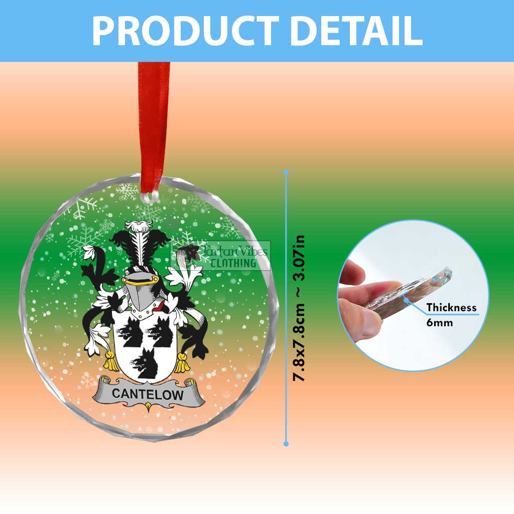 Cantelow Irish Clan Christmas Glass Ornament with Coat of Arms - 2D-tartanvibesclothing
