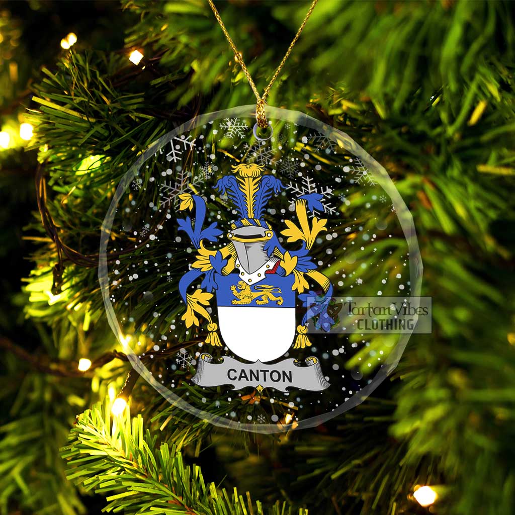 Canton Irish Clan Christmas Glass Ornament with Coat of Arms Transparent Glass Circle - 2D-tartanvibesclothing