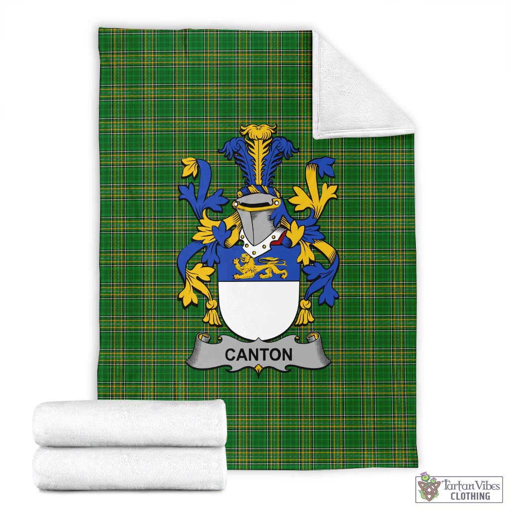 Tartan Vibes Clothing Canton Irish Clan Tartan Blanket with Coat of Arms