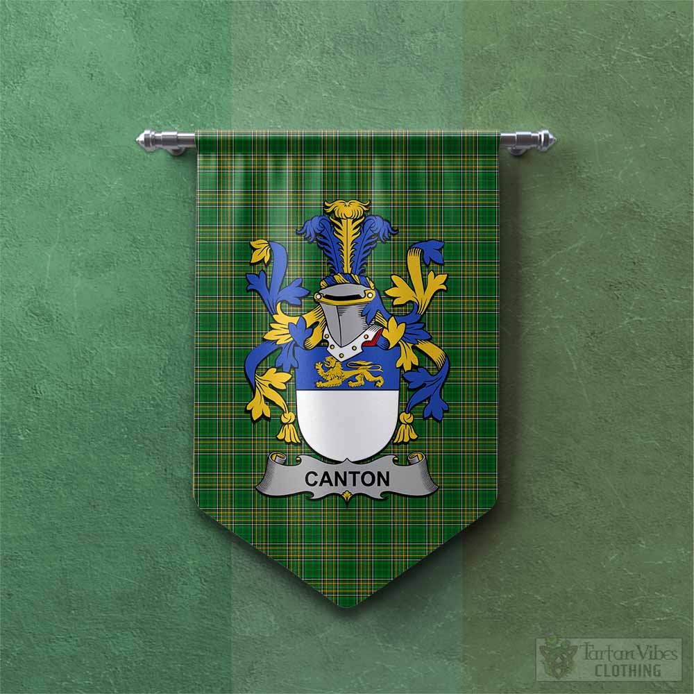 Tartan Vibes Clothing Canton Irish Clan Tartan Gonfalon, Tartan Banner with Coat of Arms