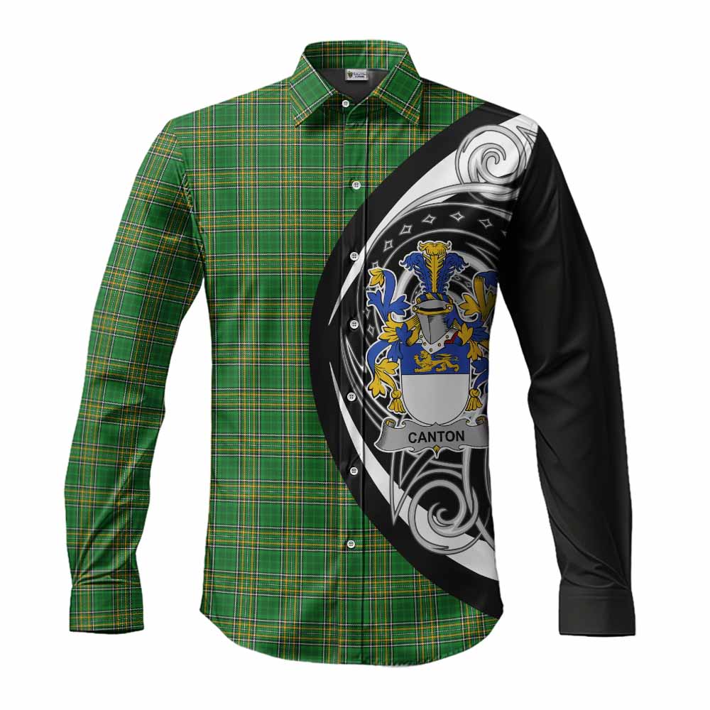 Tartan Vibes Clothing Canton Irish Clan Long Sleeve Button Shirt Celtic Circle Style