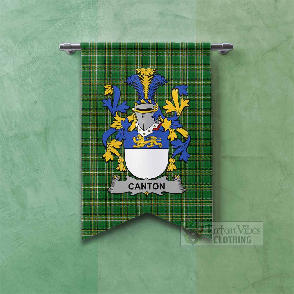 Tartan Vibes Clothing Canton Irish Clan Tartan Gonfalon, Tartan Banner with Coat of Arms