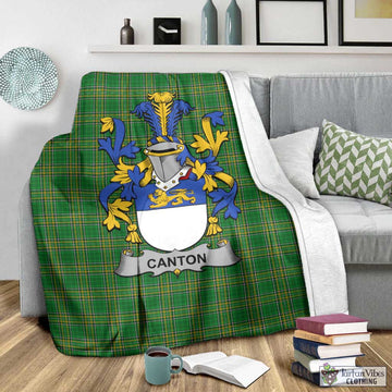 Tartan Vibes Clothing Canton Irish Clan Tartan Blanket with Coat of Arms