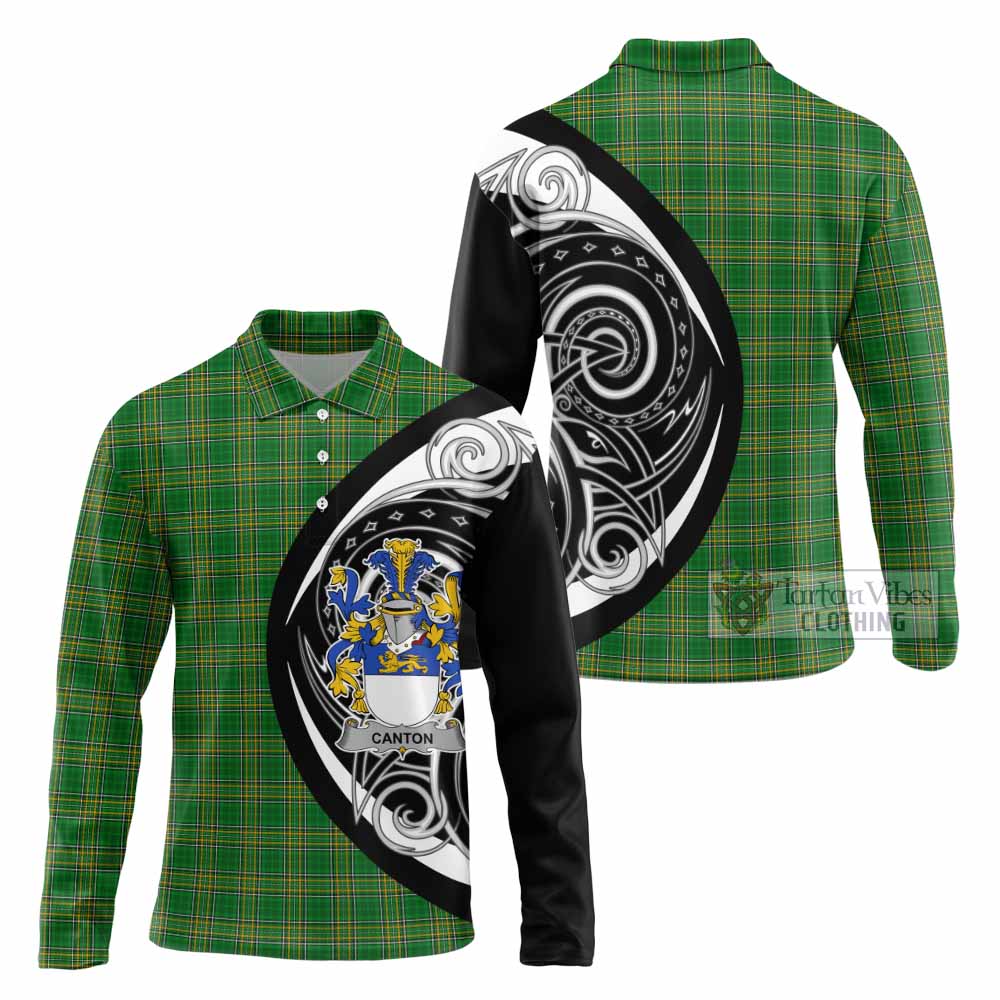 Tartan Vibes Clothing Canton Irish Clan Long Sleeve Polo Shirt Celtic Circle Style