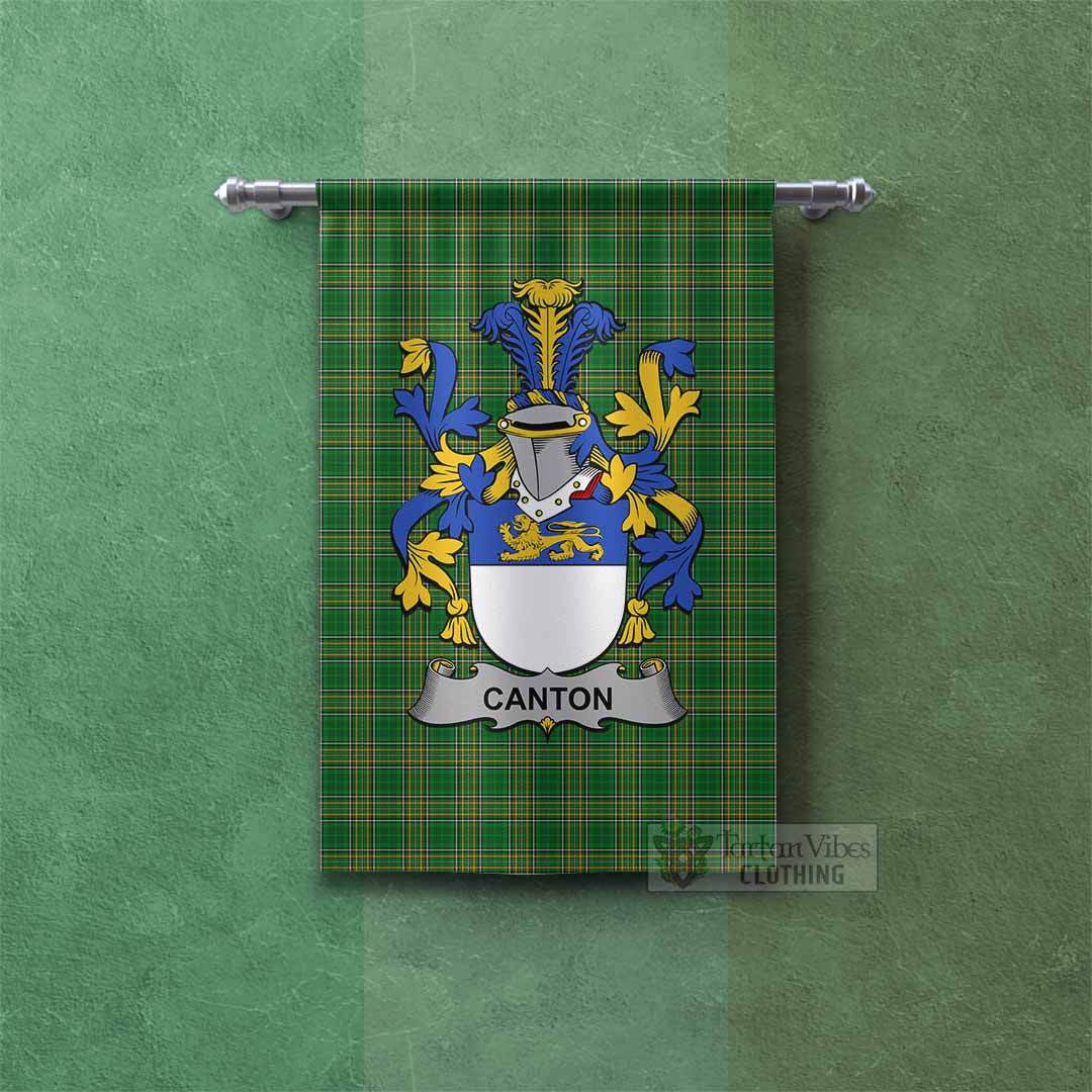 Tartan Vibes Clothing Canton Irish Clan Tartan Gonfalon, Tartan Banner with Coat of Arms
