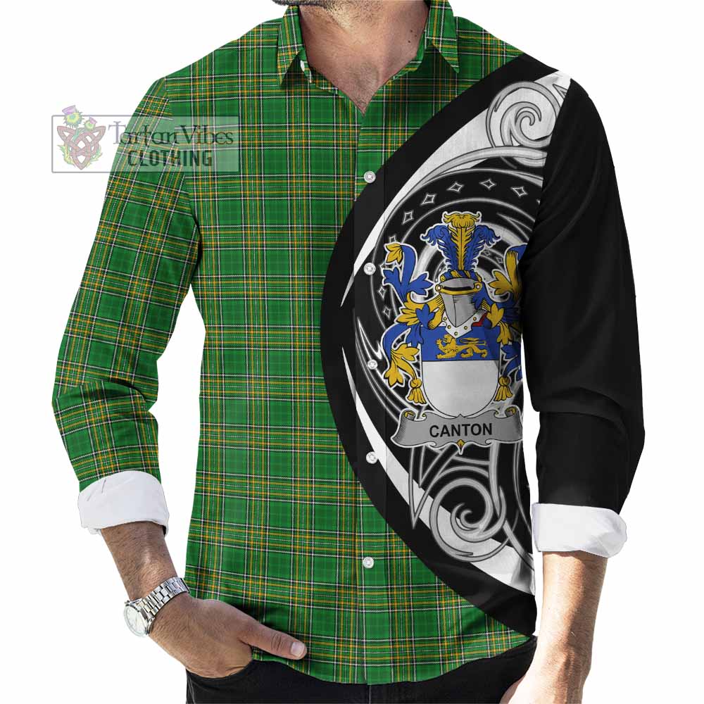 Tartan Vibes Clothing Canton Irish Clan Long Sleeve Button Shirt Celtic Circle Style