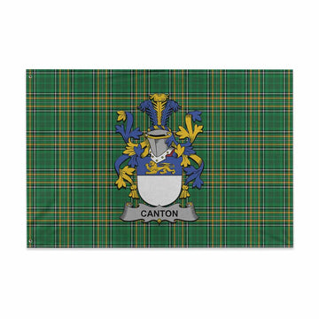 Canton Irish Clan Tartan House Flag with Coat of Arms