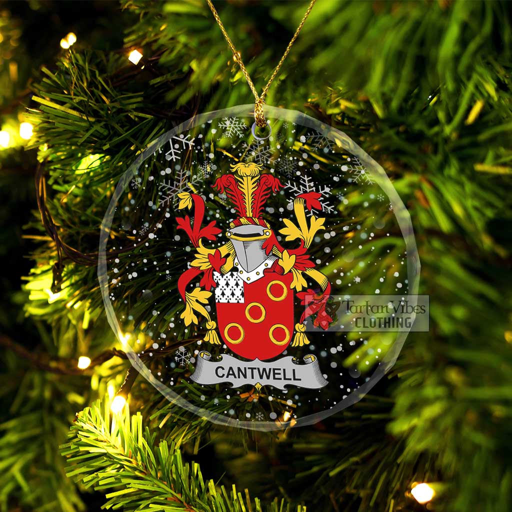 Cantwell Irish Clan Christmas Glass Ornament with Coat of Arms Transparent Glass Circle - 2D-tartanvibesclothing
