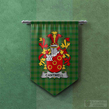 Cantwell Irish Clan Tartan Gonfalon, Tartan Banner with Coat of Arms