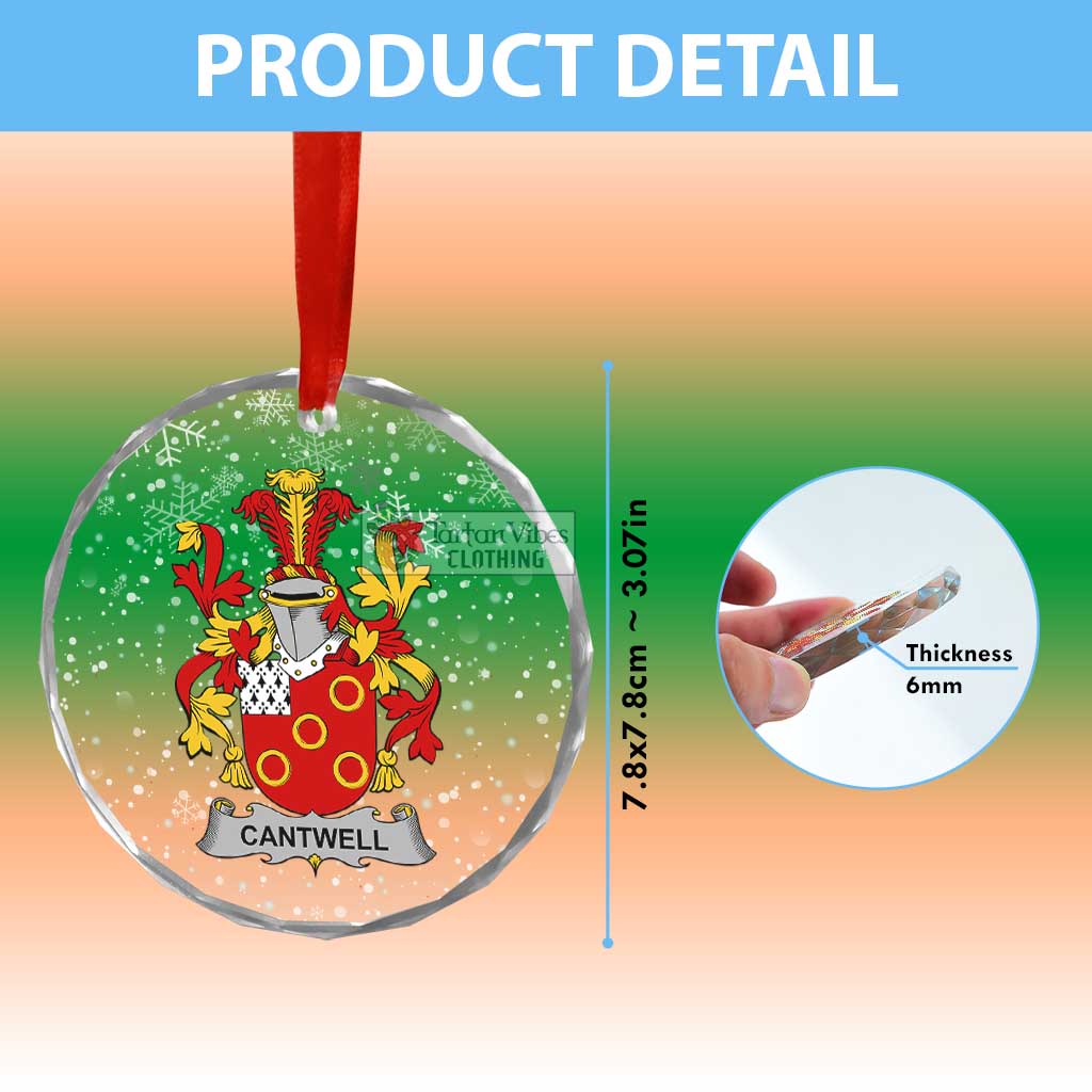 Cantwell Irish Clan Christmas Glass Ornament with Coat of Arms - 2D-tartanvibesclothing
