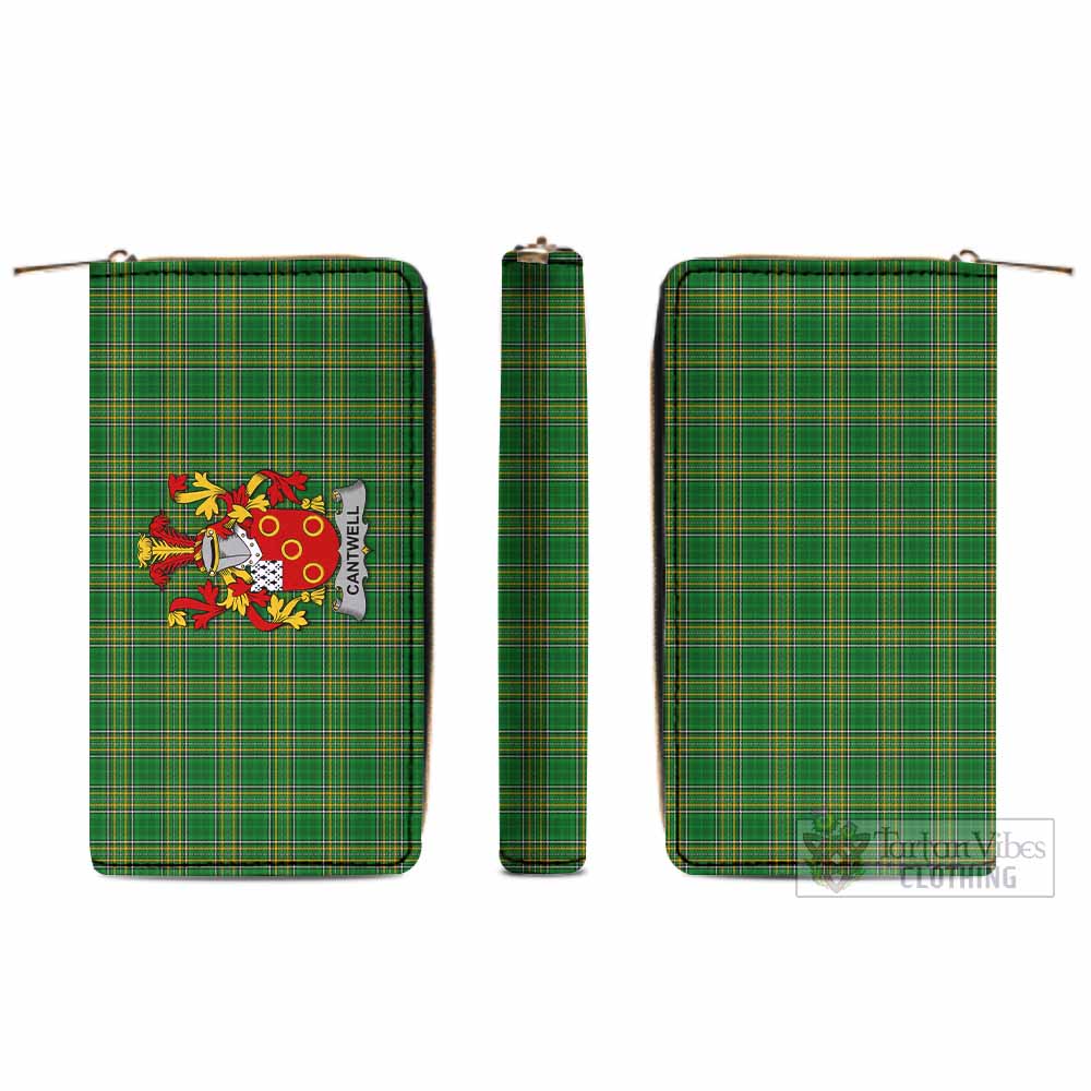 Tartan Vibes Clothing Cantwell Irish Clan Tartan Women's Leather Wallet with Coat of Arms