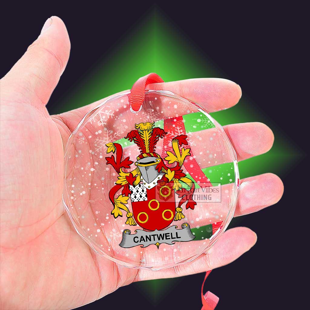 Cantwell Irish Clan Christmas Glass Ornament with Coat of Arms - 2D-tartanvibesclothing