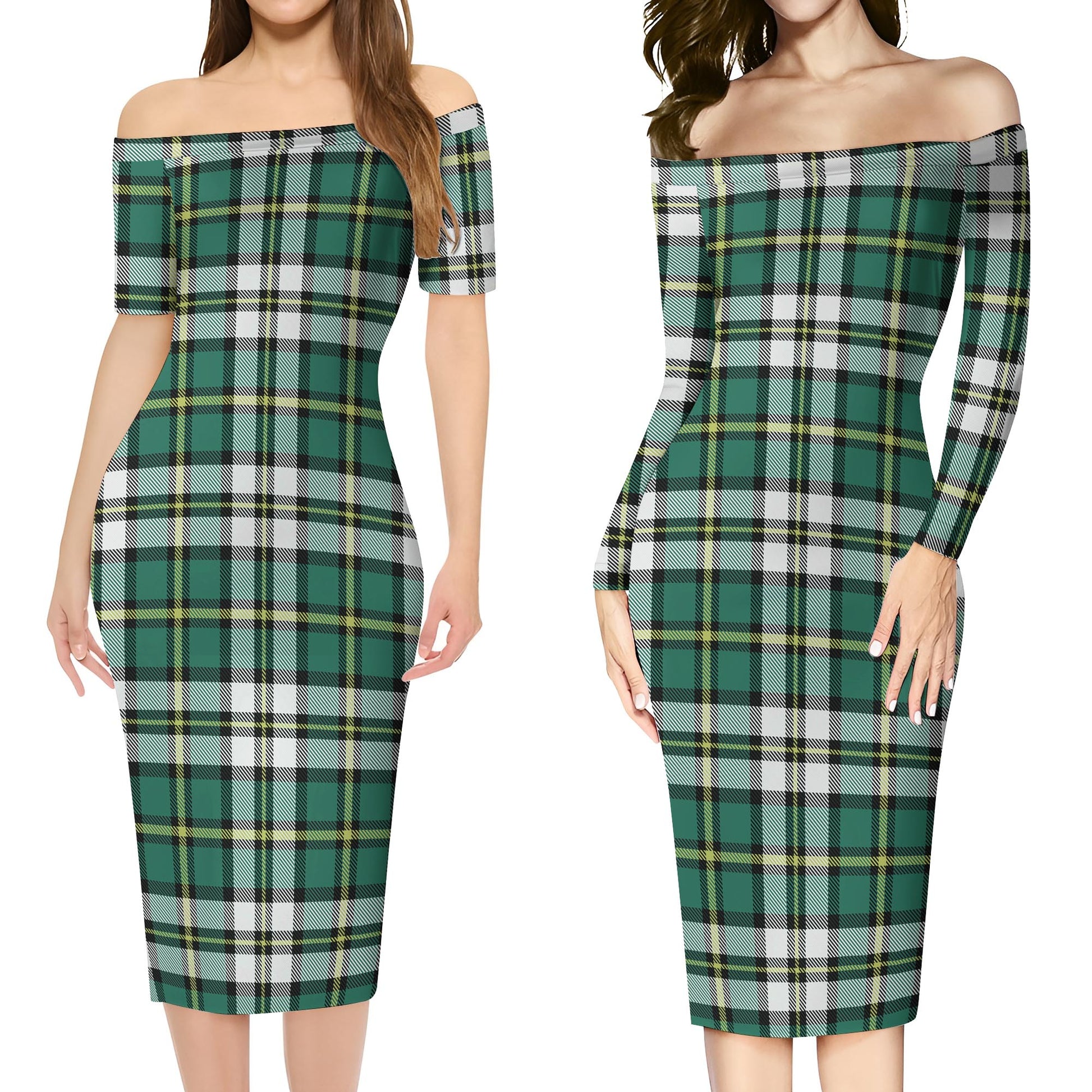 Cape Breton Island Canada Tartan Off Shoulder Lady Dress Women's Dress - Tartanvibesclothing