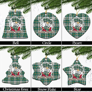 Cape Breton Island Canada Tartan Christmas Ornaments with Scottish Gnome Playing Bagpipes