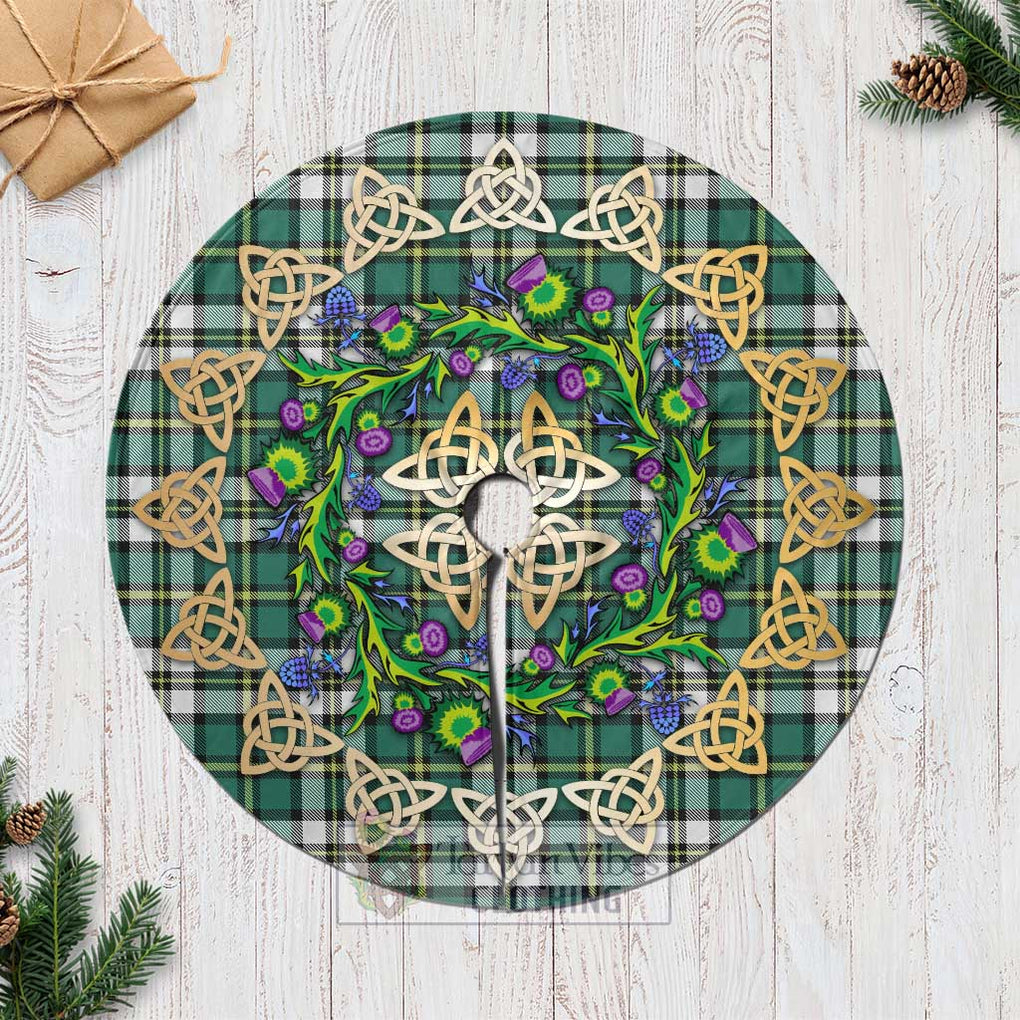 Tartan Vibes Clothing Cape Breton Island Canada Tartan Christmas Tree Skirt with Thistle Celtic Knot Style