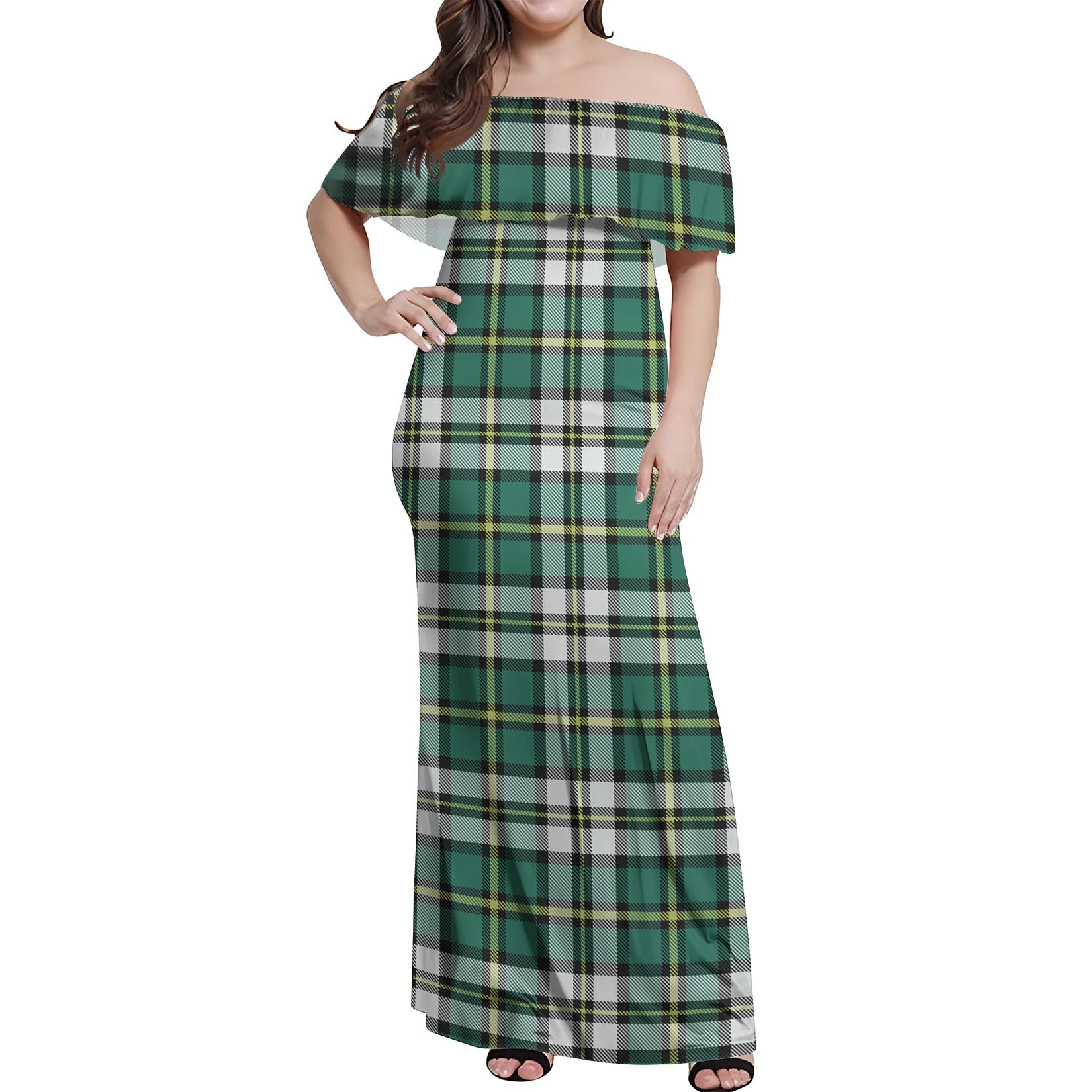 Cape Breton Island Canada Tartan Off Shoulder Long Dress Women's Dress - Tartanvibesclothing