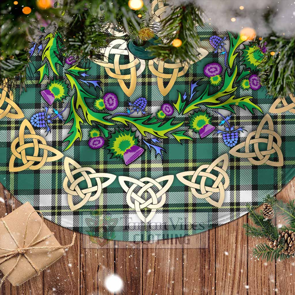 Tartan Vibes Clothing Cape Breton Island Canada Tartan Christmas Tree Skirt with Thistle Celtic Knot Style