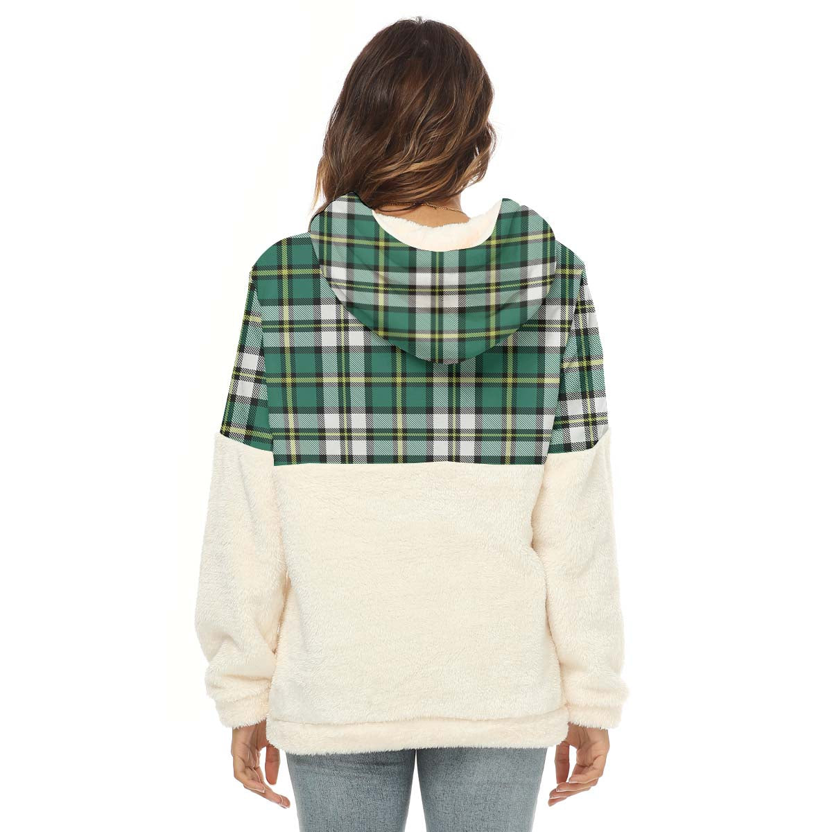 Cape Breton Island Canada Tartan Women's Borg Fleece Hoodie With Half Zip - Tartan Vibes Clothing