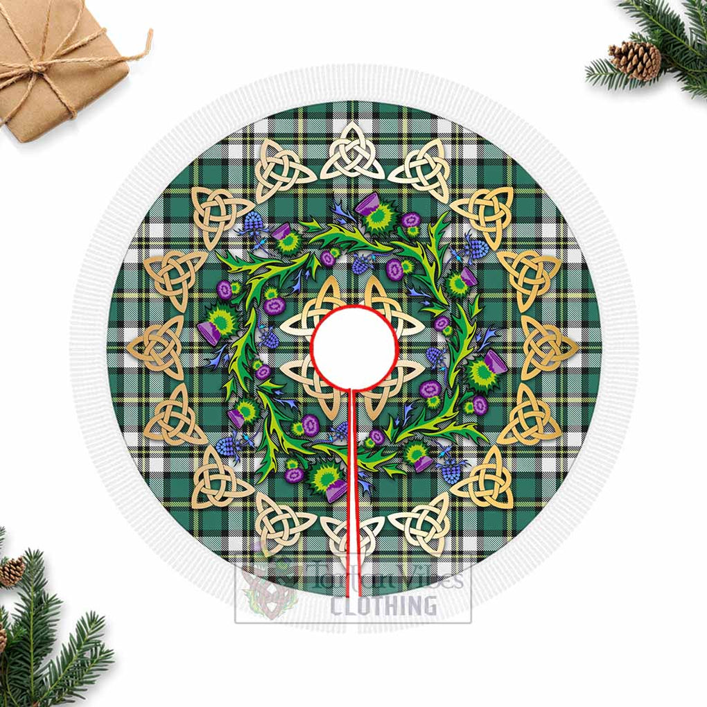 Tartan Vibes Clothing Cape Breton Island Canada Tartan Christmas Tree Skirt with Thistle Celtic Knot Style