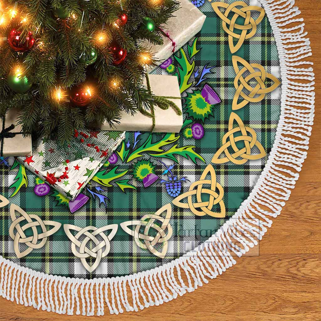 Tartan Vibes Clothing Cape Breton Island Canada Tartan Christmas Tree Skirt with Thistle Celtic Knot Style