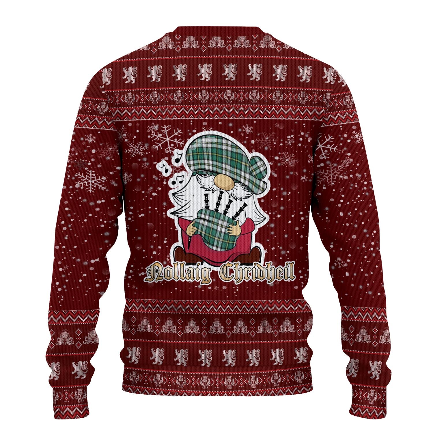 Cape Breton Island Canada Clan Christmas Family Knitted Sweater with Funny Gnome Playing Bagpipes - Tartanvibesclothing