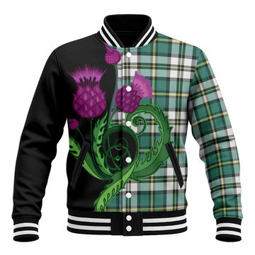 Cape Breton Island Canada Tartan Baseball Jacket Traditional Scottish Thistle