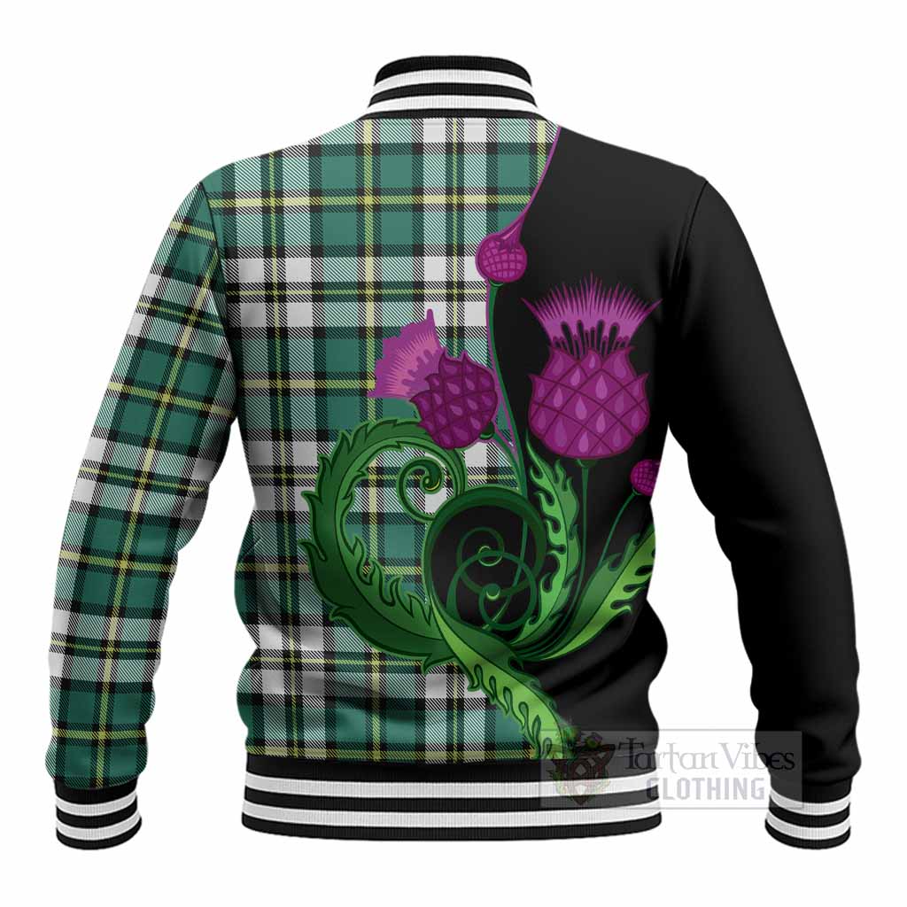 Cape Breton Island Canada Tartan Baseball Jacket Traditional Scottish Thistle