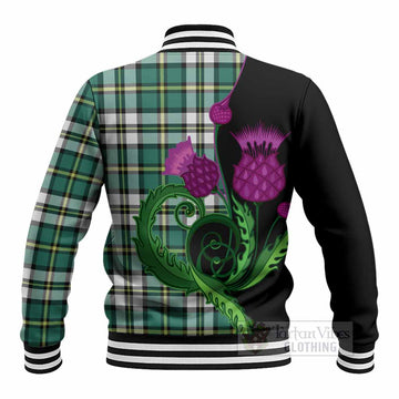 Cape Breton Island Canada Tartan Baseball Jacket Traditional Scottish Thistle