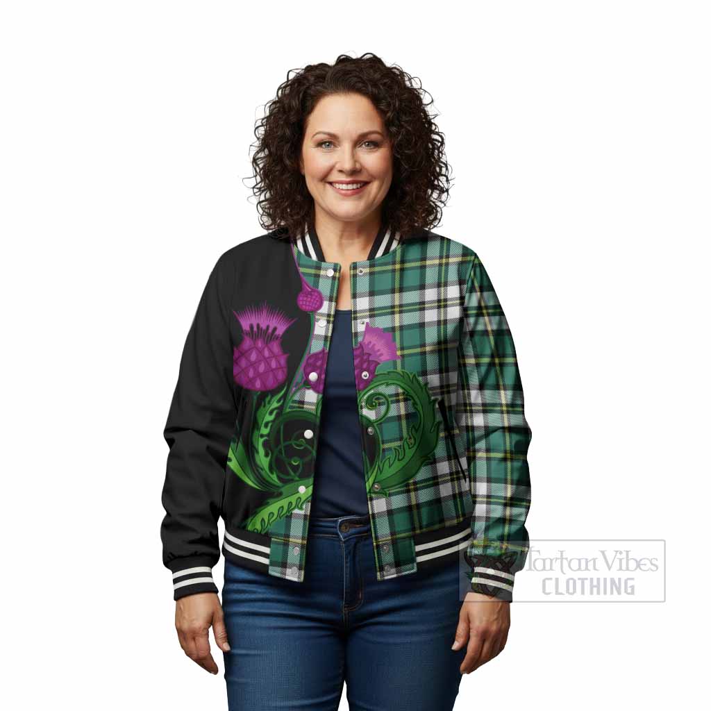 Cape Breton Island Canada Tartan Baseball Jacket Traditional Scottish Thistle