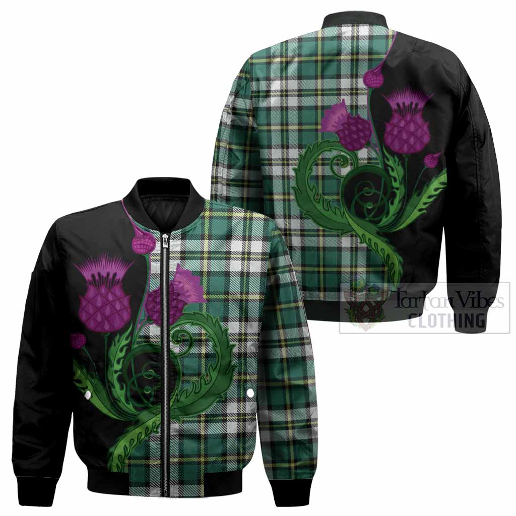 Cape Breton Island Canada Tartan Bomber Jacket Traditional Scottish Thistle