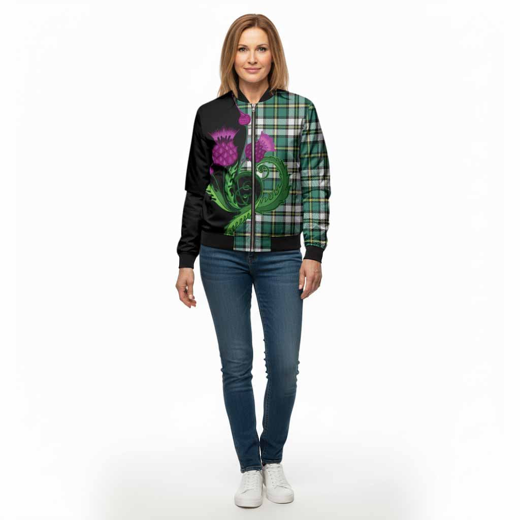 Cape Breton Island Canada Tartan Bomber Jacket Traditional Scottish Thistle