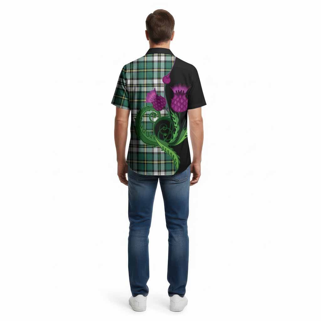 Cape Breton Island Canada Tartan Cotton Hawaiian Shirt Traditional Scottish Thistle
