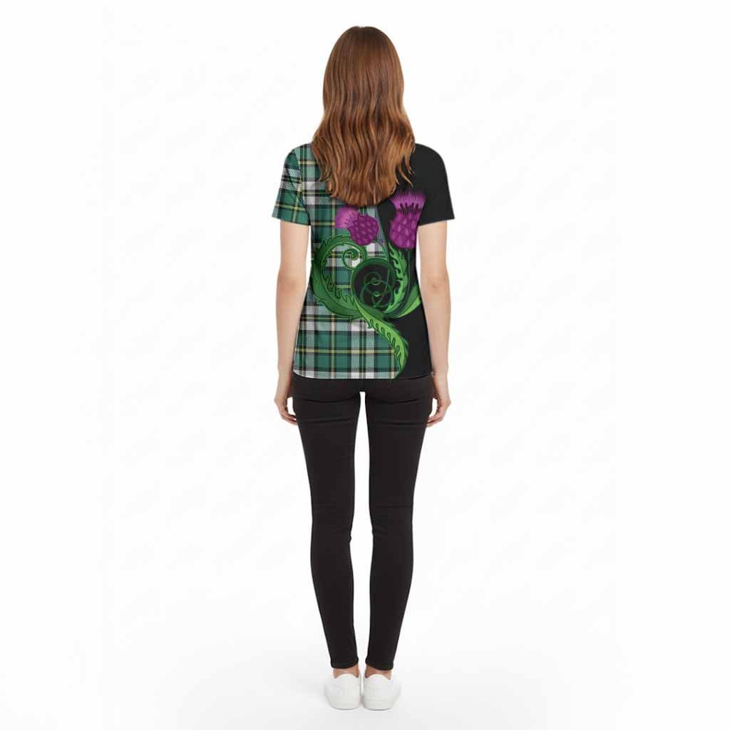 Cape Breton Island Canada Tartan Cotton T-shirt Traditional Scottish Thistle