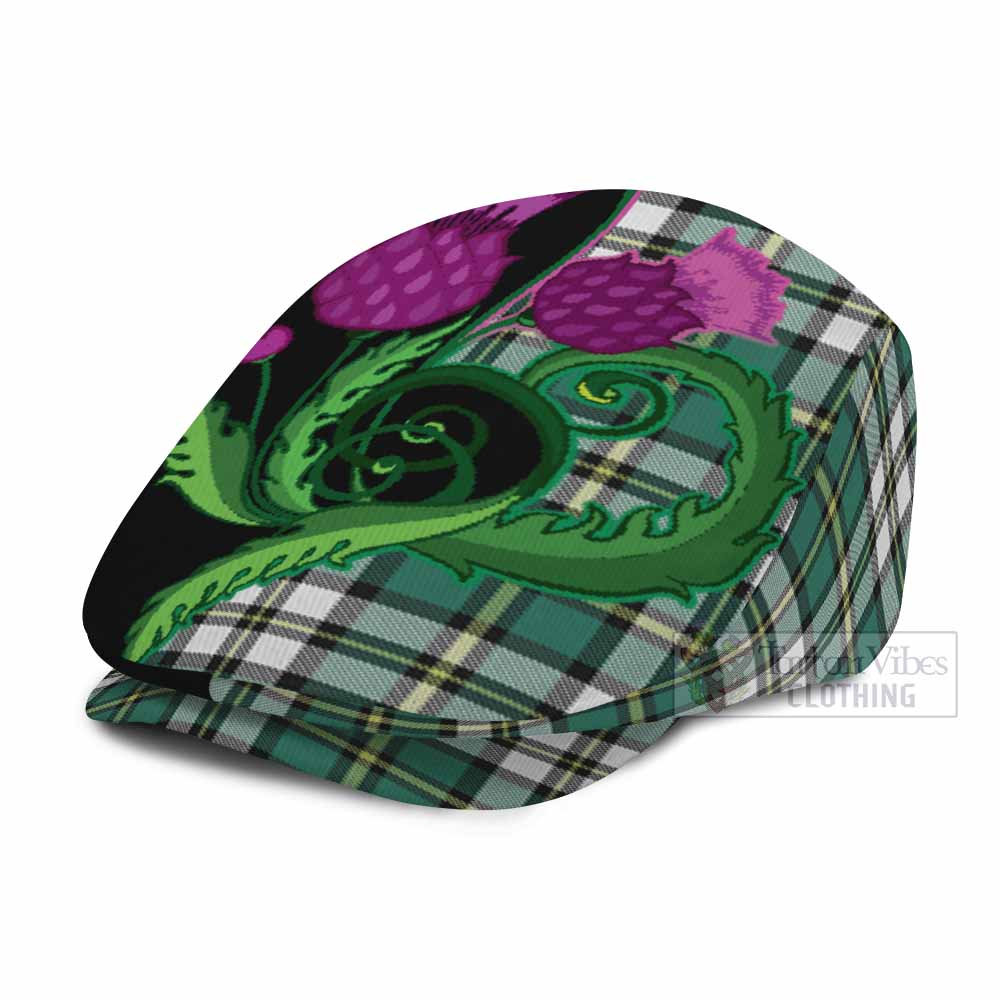 Cape Breton Island Canada Tartan Flat Cap, Jeff Cap Traditional Scottish Thistle
