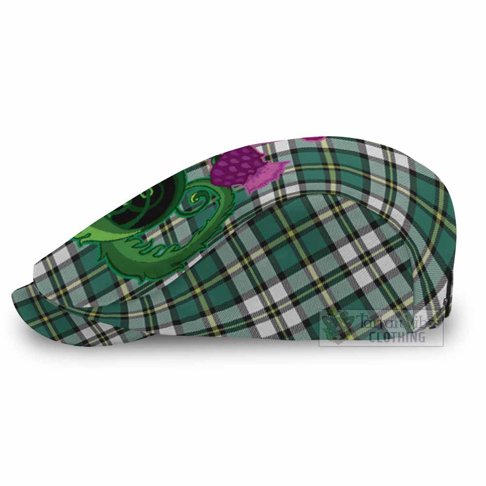 Cape Breton Island Canada Tartan Flat Cap, Jeff Cap Traditional Scottish Thistle