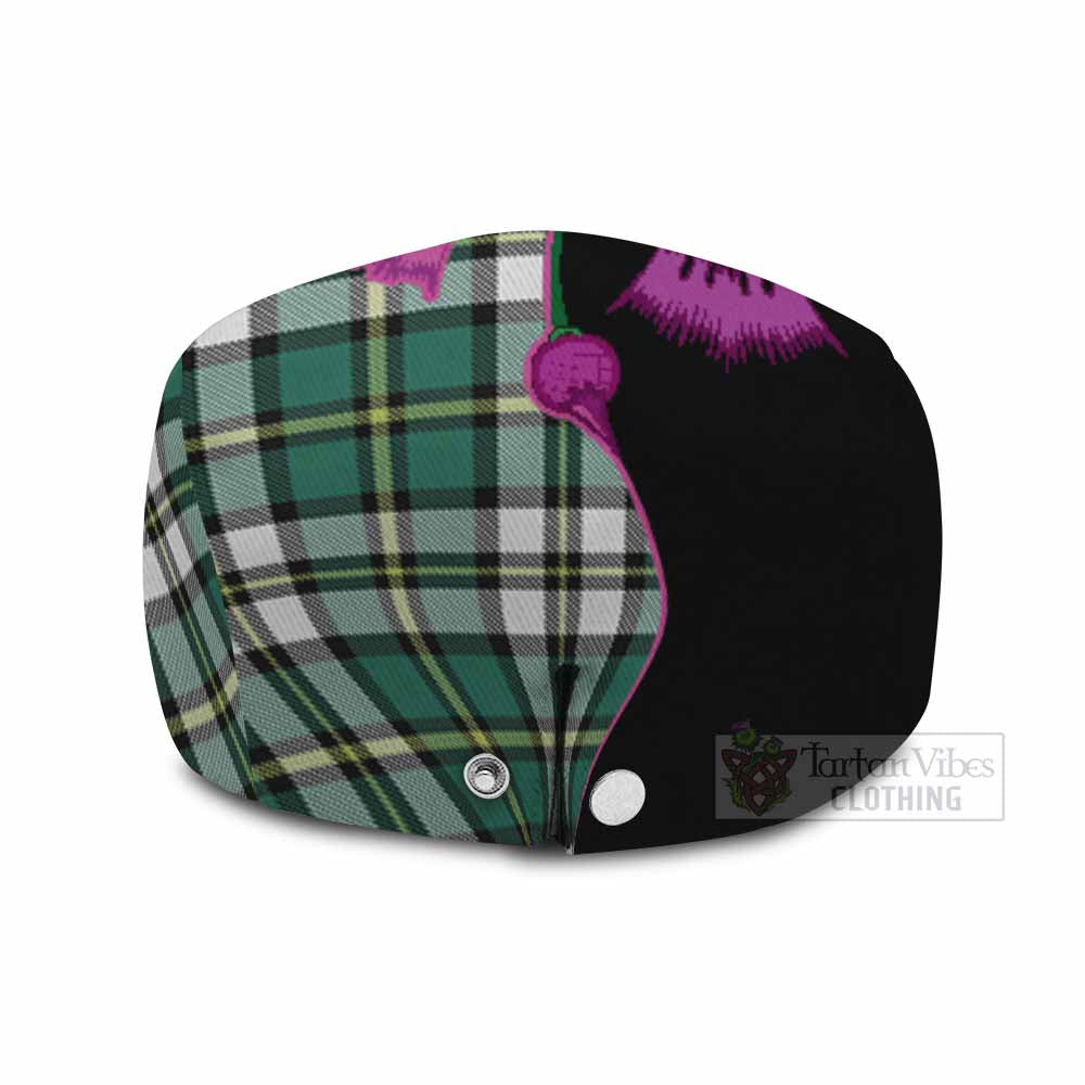 Cape Breton Island Canada Tartan Flat Cap, Jeff Cap Traditional Scottish Thistle