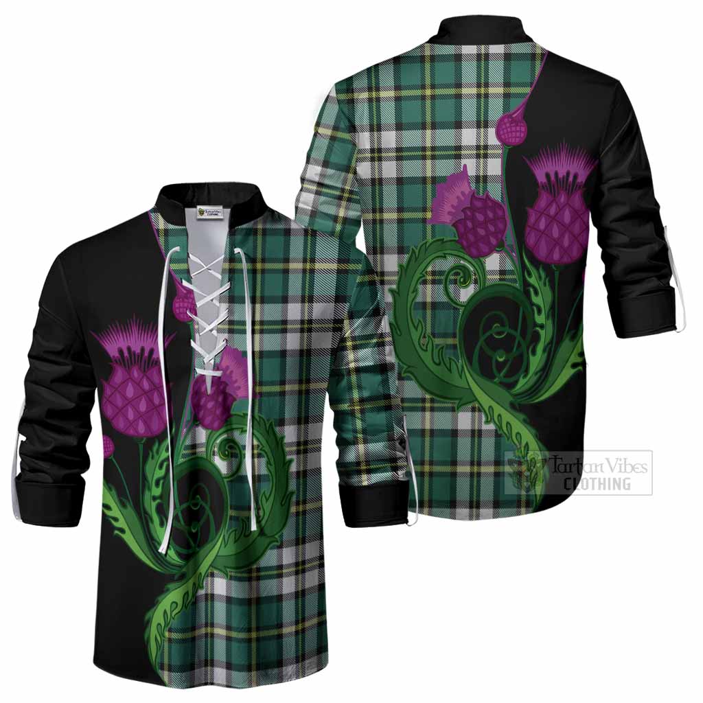Cape Breton Island Canada Tartan Ghillie Shirt Traditional Scottish Thistle