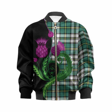 Cape Breton Island Canada Tartan Kid Bomber Jacket Traditional Scottish Thistle