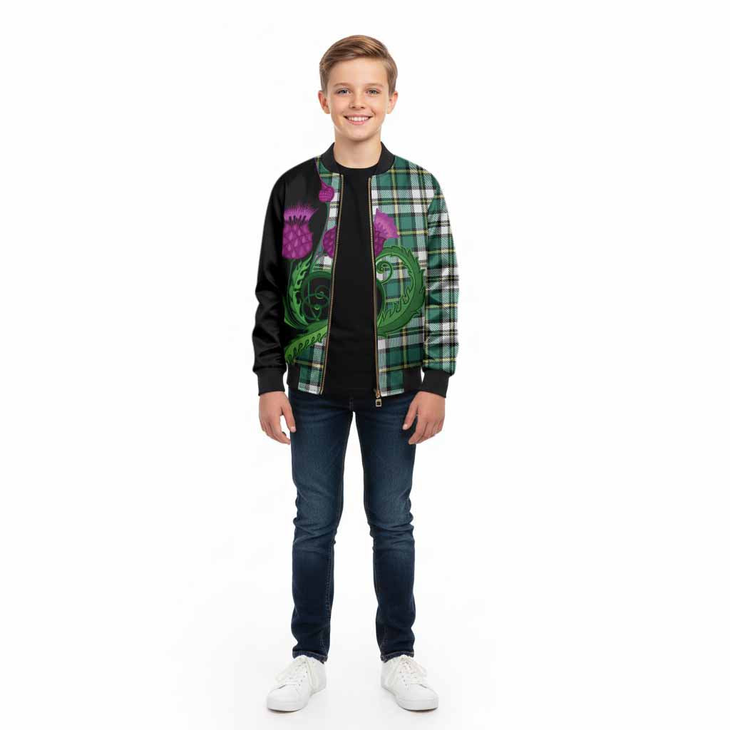 Cape Breton Island Canada Tartan Kid Bomber Jacket Traditional Scottish Thistle