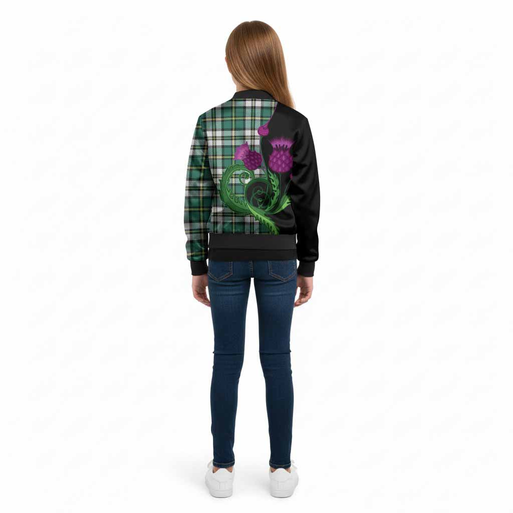 Cape Breton Island Canada Tartan Kid Bomber Jacket Traditional Scottish Thistle