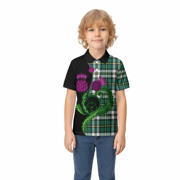 Cape Breton Island Canada Tartan Kid Polo Shirt Traditional Scottish Thistle