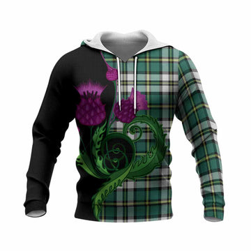 Cape Breton Island Canada Tartan Knitted Hoodie Traditional Scottish Thistle